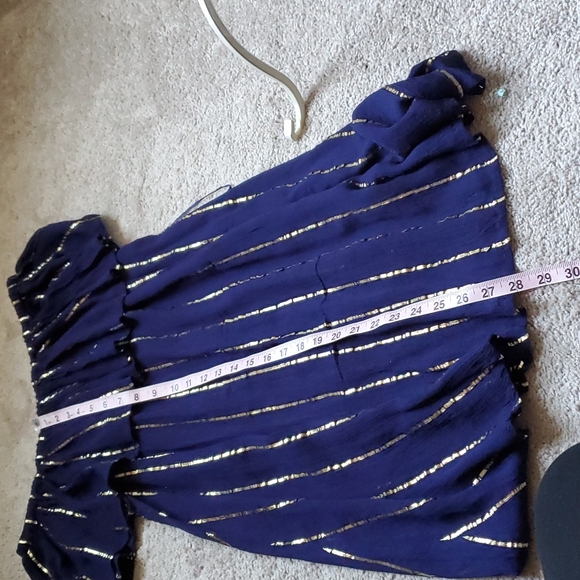 NWT Pia Rossini Off shoulder metallic ruffle dress Medium large - Picture 6 of 9